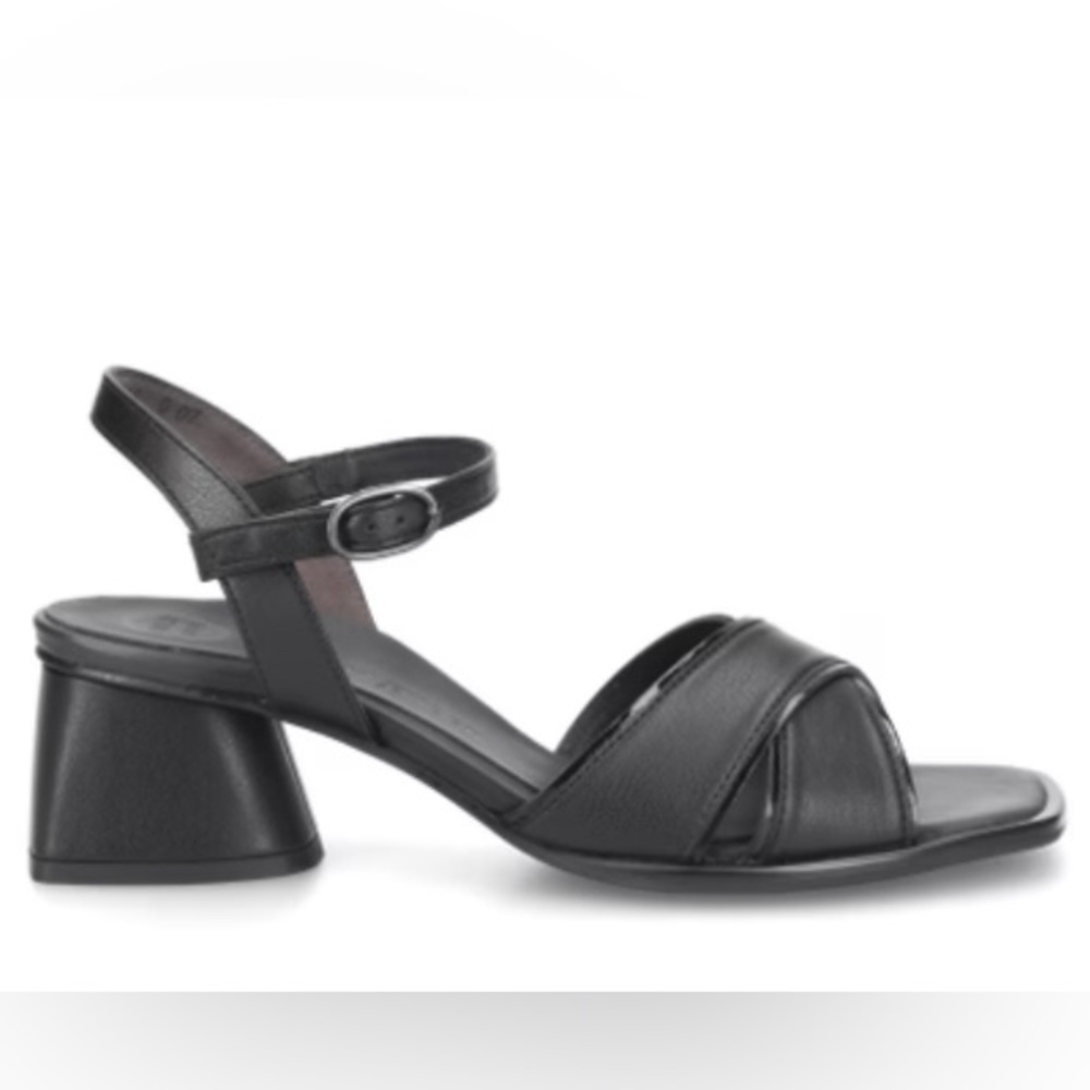Black leather High heel Sandals 
In Box, Never Used 
US Sizes